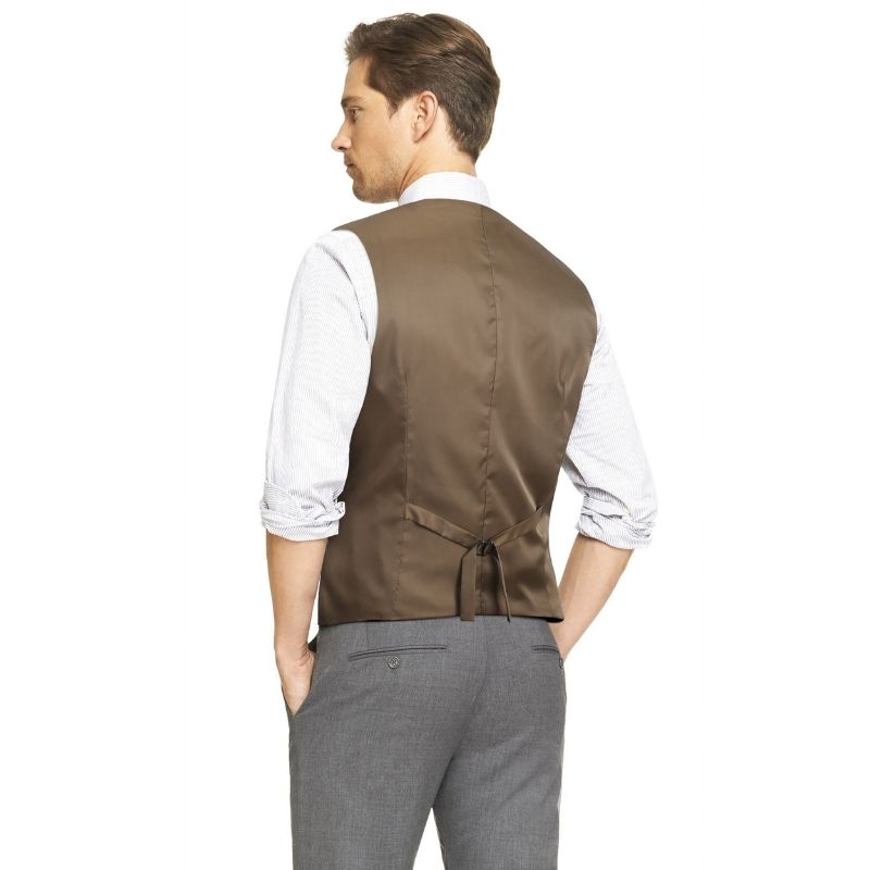 Hisdern Men's Khaki Satin Suit Vest Formal Wear