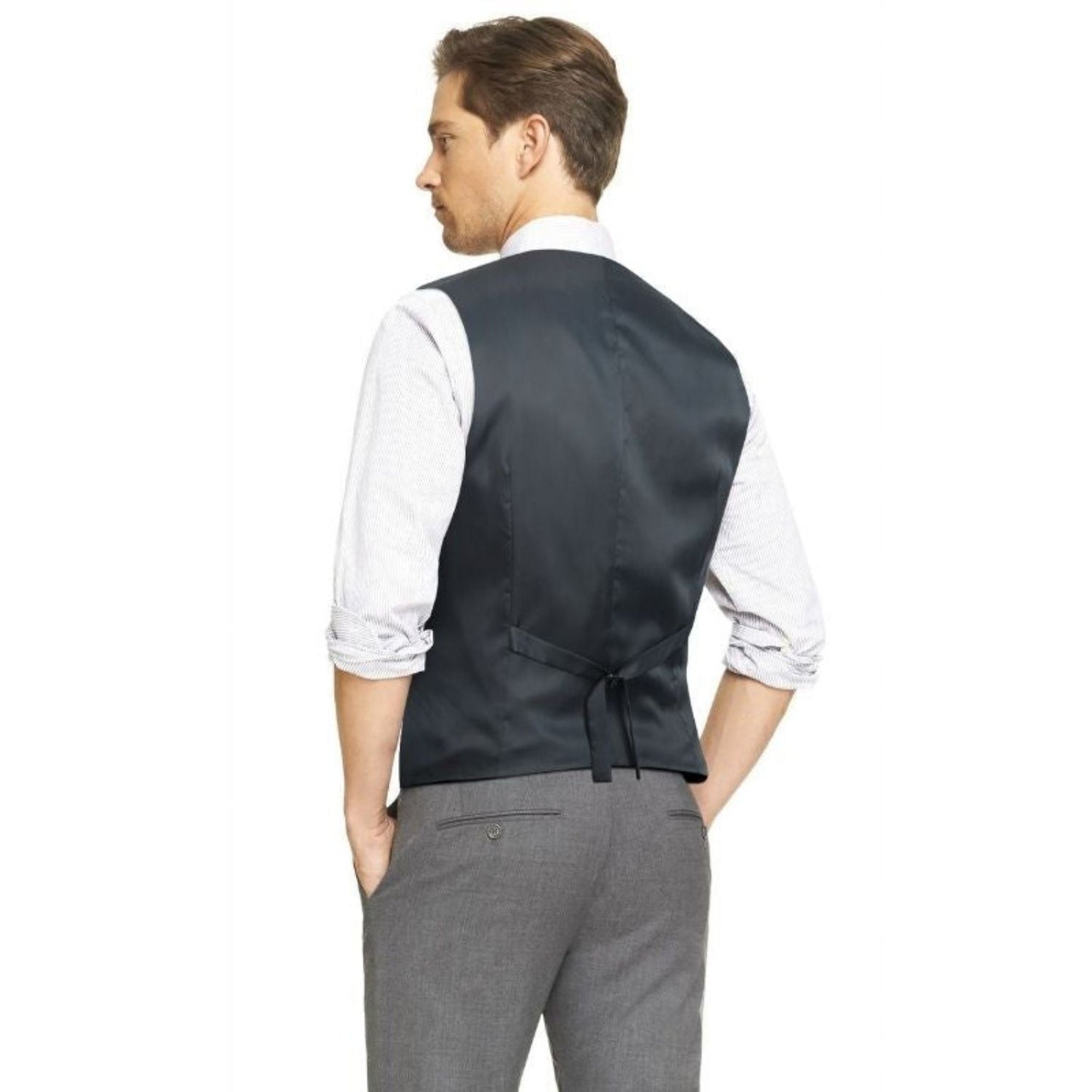Hisdern Men's Charcoal Wool Blend Suit Vest Formal Wear