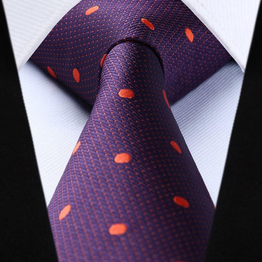 Hisdern Purple Polka Dot Tie Set For Groomsmen