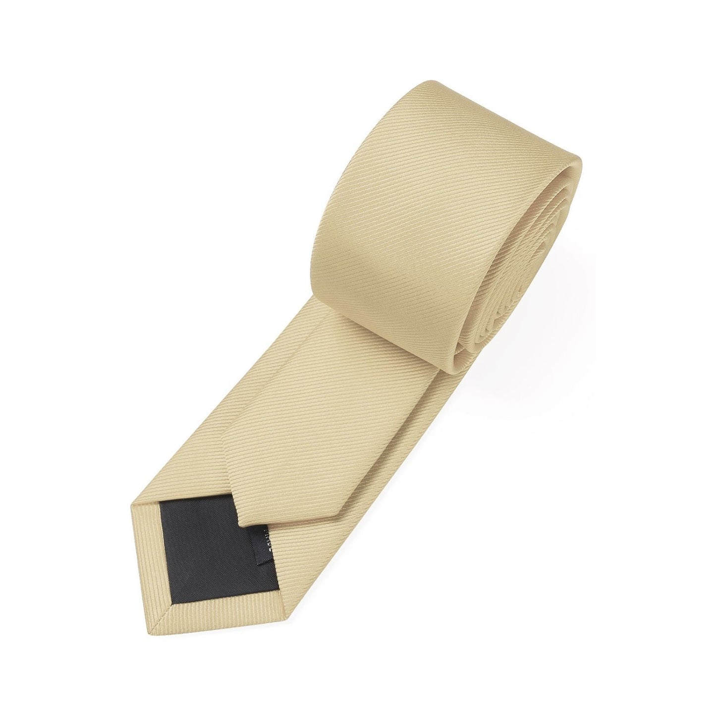 Hisdern Solid Print Skinny Tie Slim 2.4'' Formal Champagne Wedding Tie