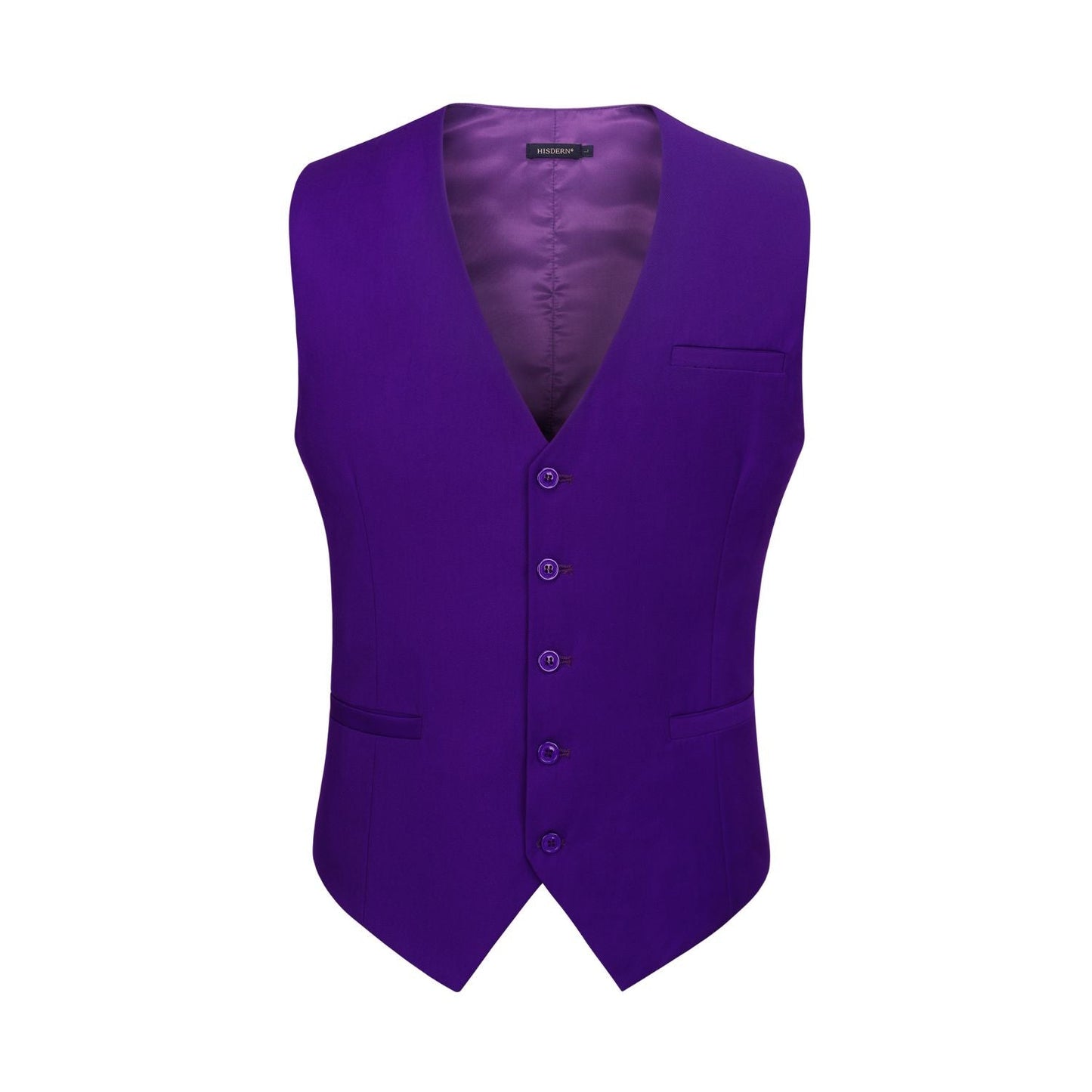 Hisdern Men's Purple Satin Suit Vest Formal Wear