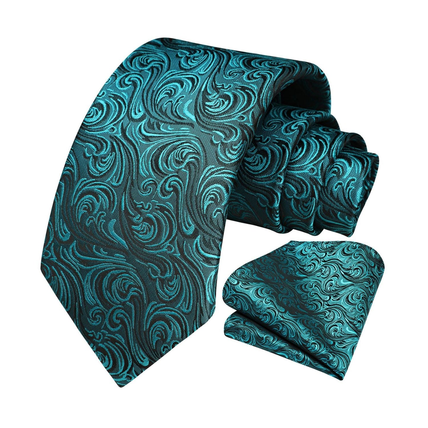Hisdern Green Paisley Tie Set For Groomsmen