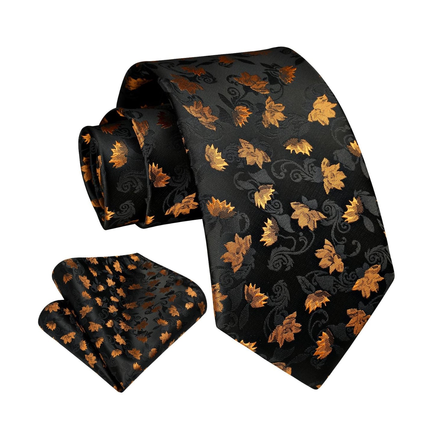 Hisdern Gold Black Floral Wedding Accessories Set