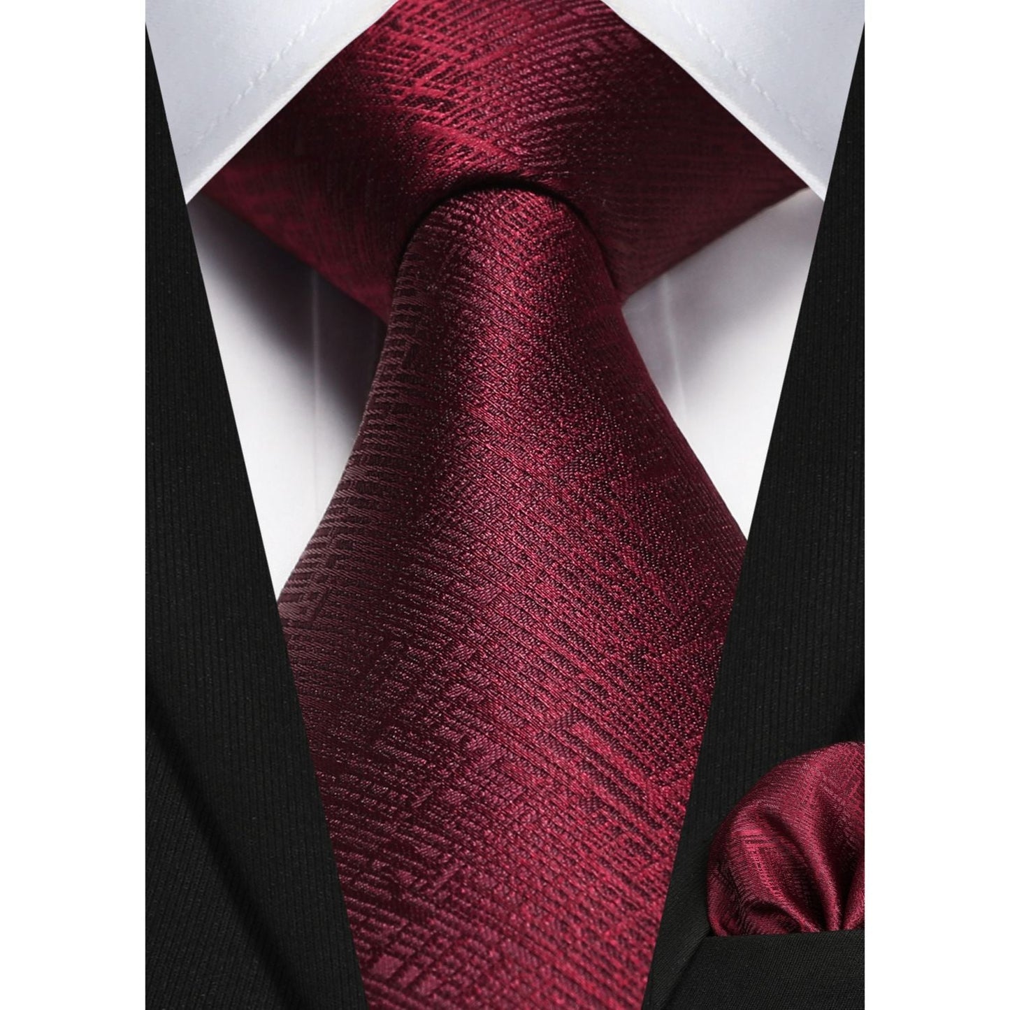 Hisdern Burgundy Plaid Wedding Business Tie Set