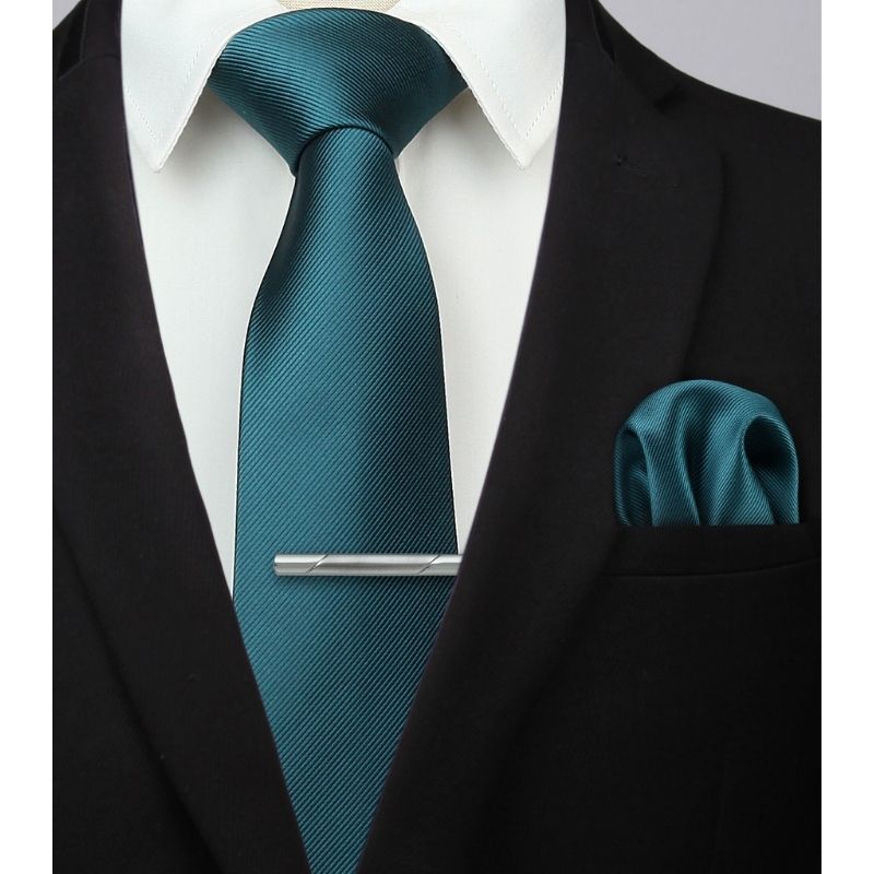 Hisdern Teal Green Solid Wedding Accessories Set With Clip