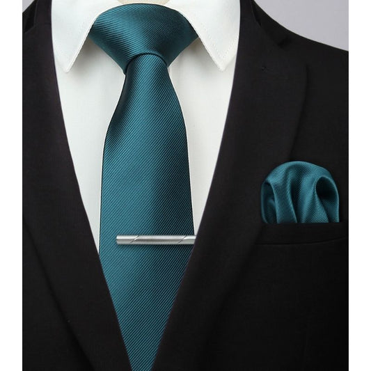 Hisdern Teal Green Solid Wedding Accessories Set With Clip