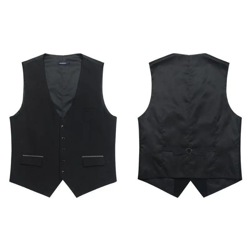Hisdern Men's Black Satin Suit Vest Formal Wear
