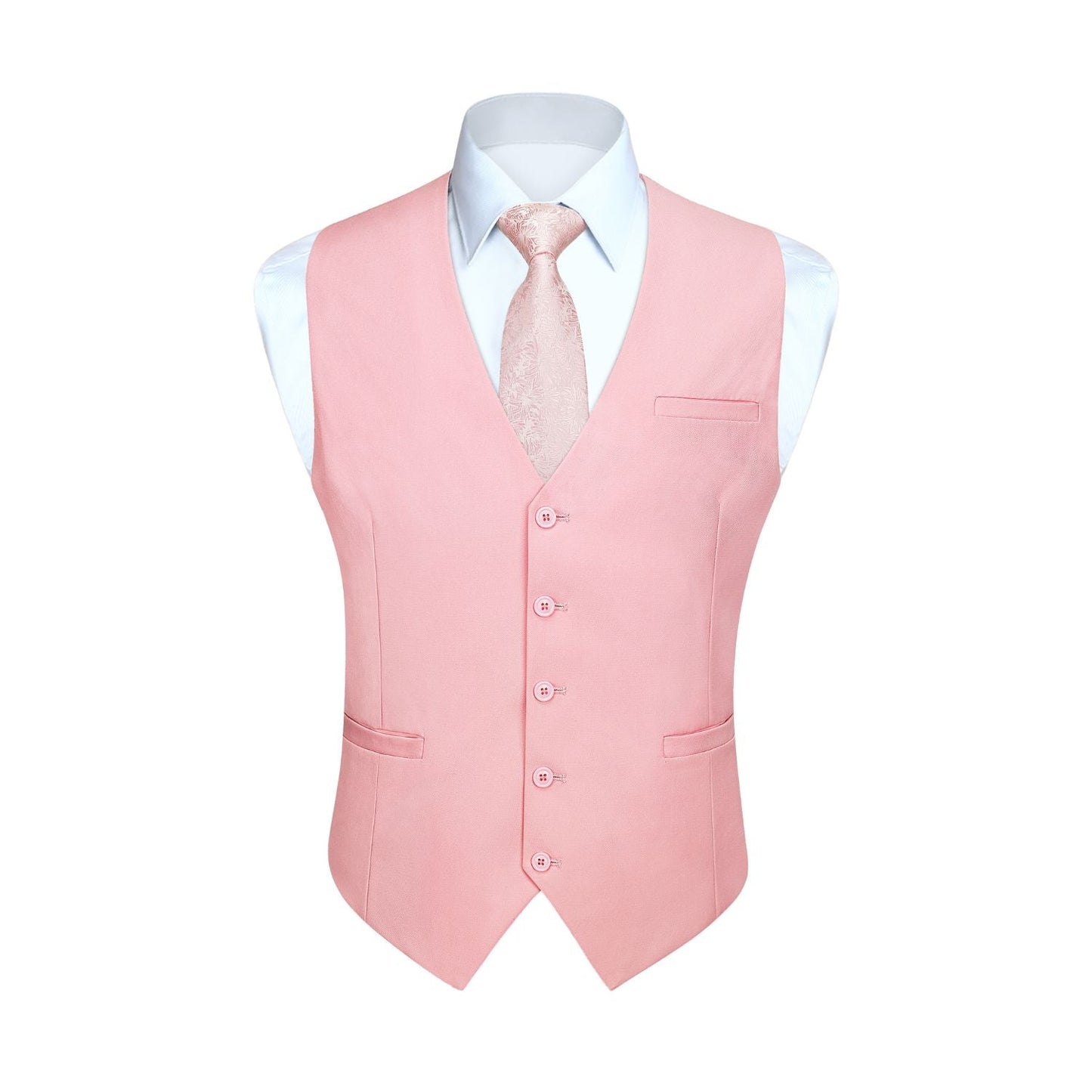 Hisdern Men's Blush Satin Suit Vest Formal Wear