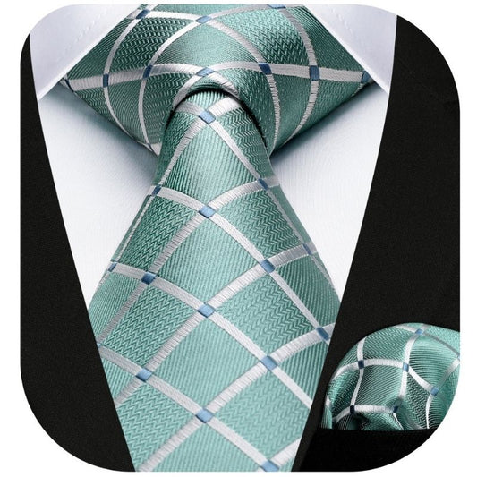 Hisdern Aqua Plaid Wedding Accessories Set