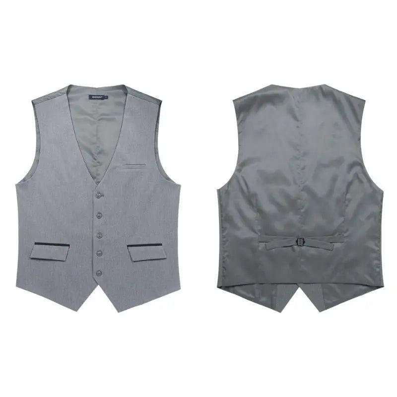 Hisdern Men's Grey Satin Suit Vest Formal Wear