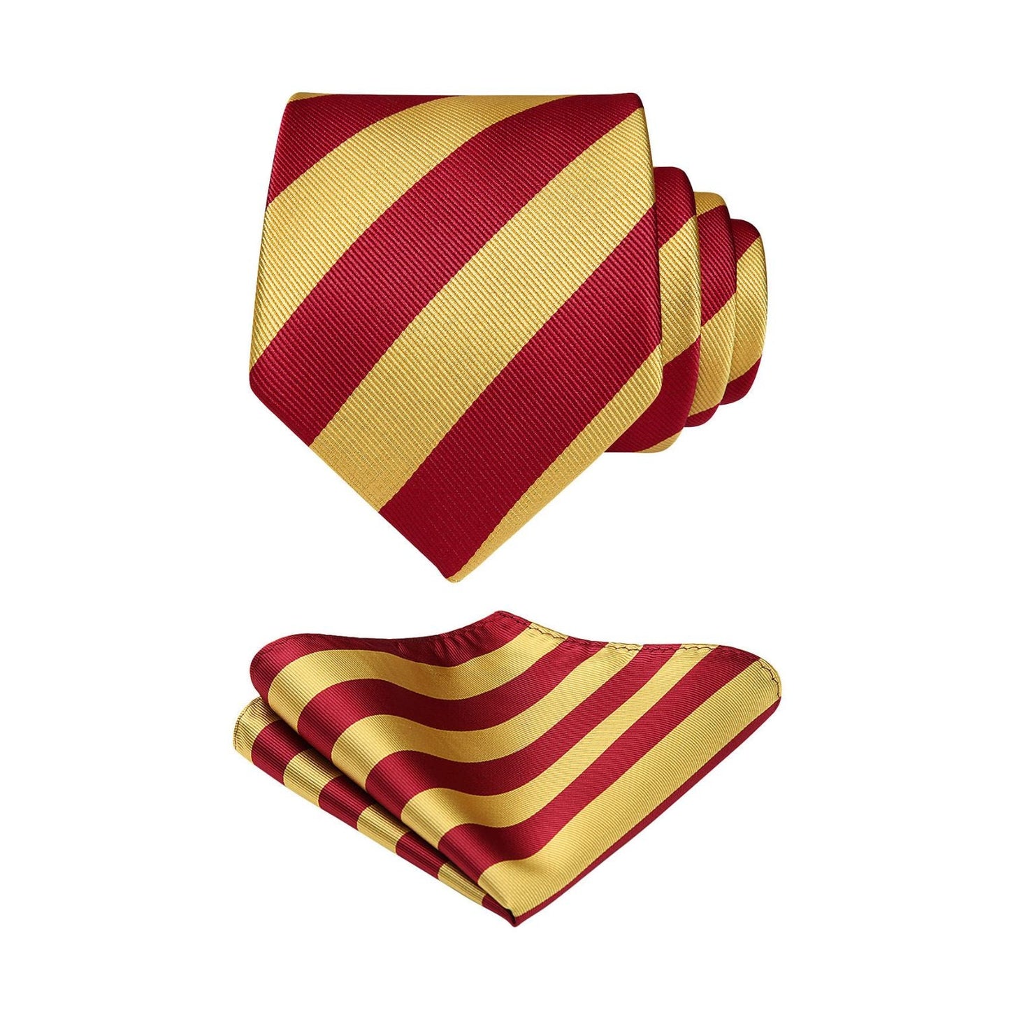 Hisdern Gold Red Striped Business Tie Set