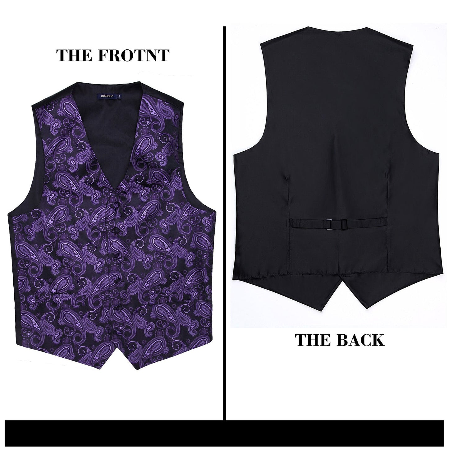 Hisdern Purple Wrinkle-Resistant Stretch Cotton Business Vest for Office Suits