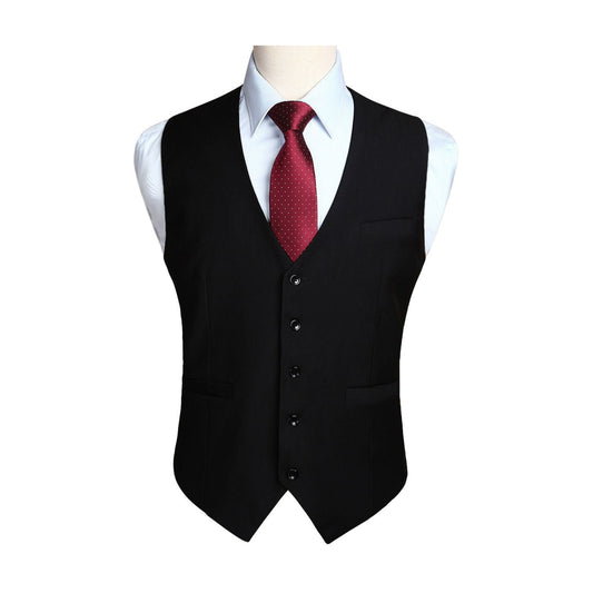 Hisdern Black Satin Foraml Vest - Formal Office Wear
