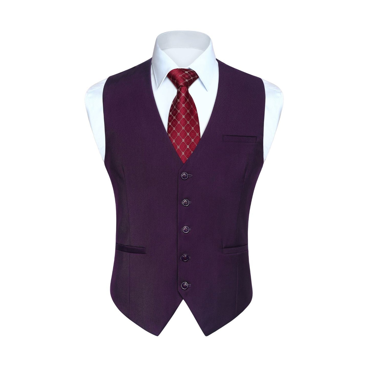 Hisdern Men's Purple Satin Suit Vest Formal Wear