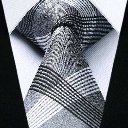 Hisdern Grey Plaid Tie Set For Groomsmen