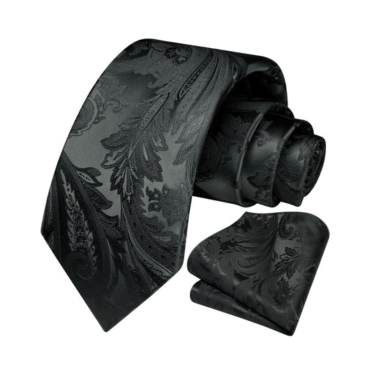 Hisdern Black Floral Wedding Accessories Set