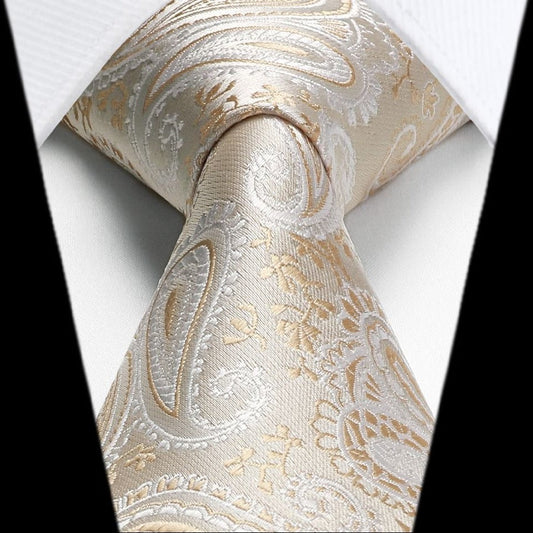 Hisdern Champagne Paisley Tie Set For Groomsmen