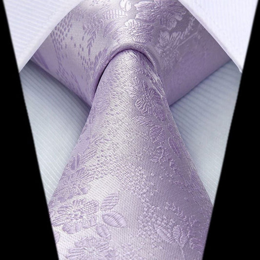 Hisdern Purple Floral Tie Set – Floral Tie & Pocket Square