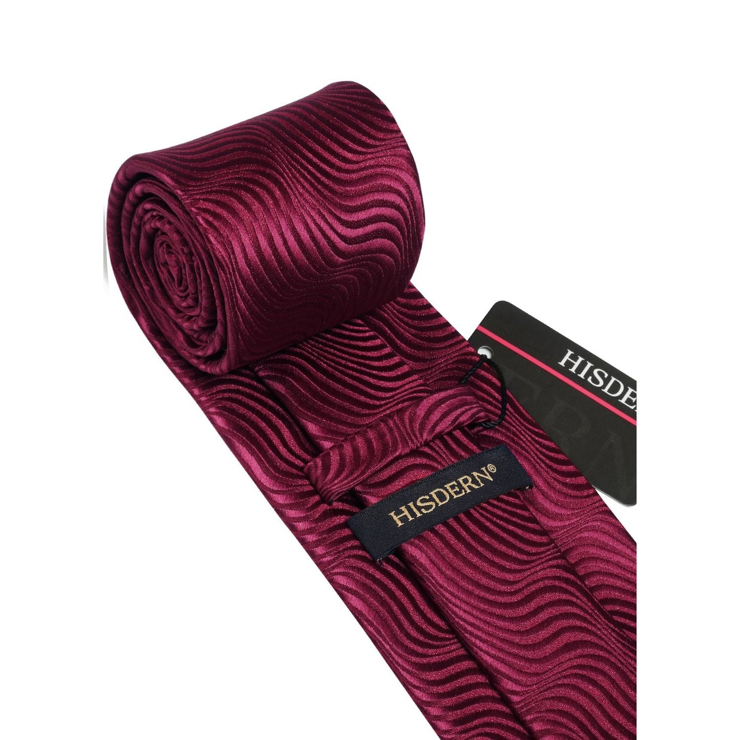 Hisdern Burgundy Striped Wedding Tie Set