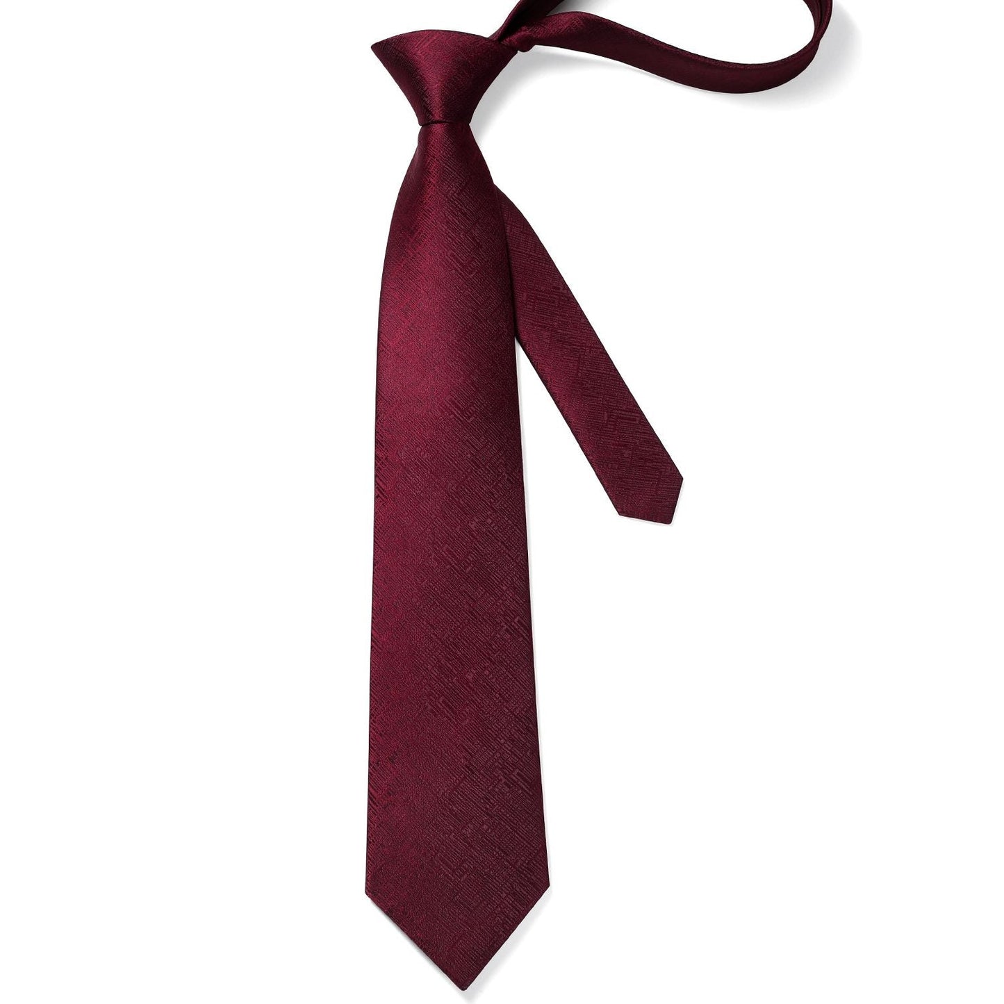 Hisdern Burgundy Plaid Wedding Business Tie Set