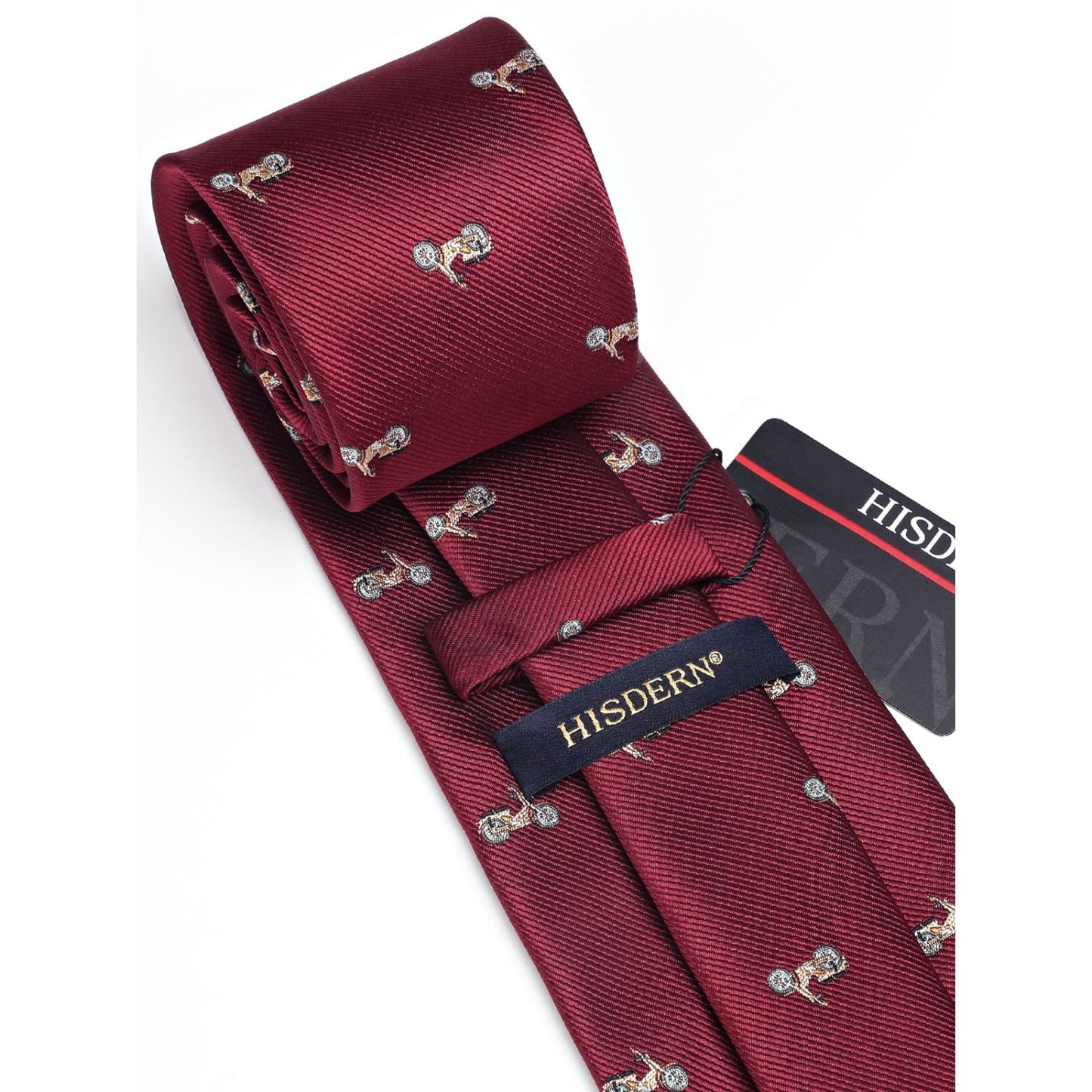 Hisdern Burgundy Pattern Print Men's Suit Tie Set