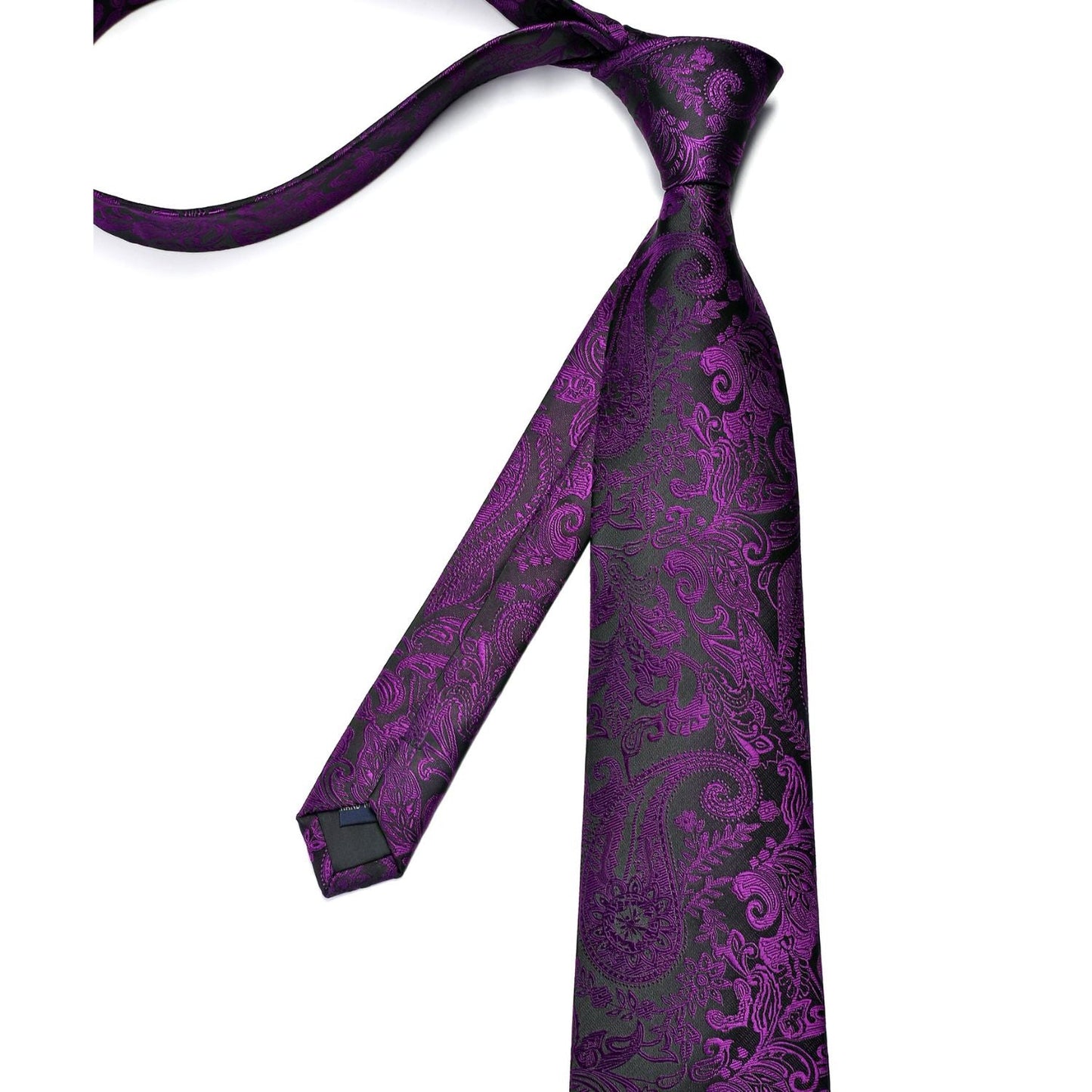 Hisdern Purple Paisley Wedding Accessories Set with Cufflinks