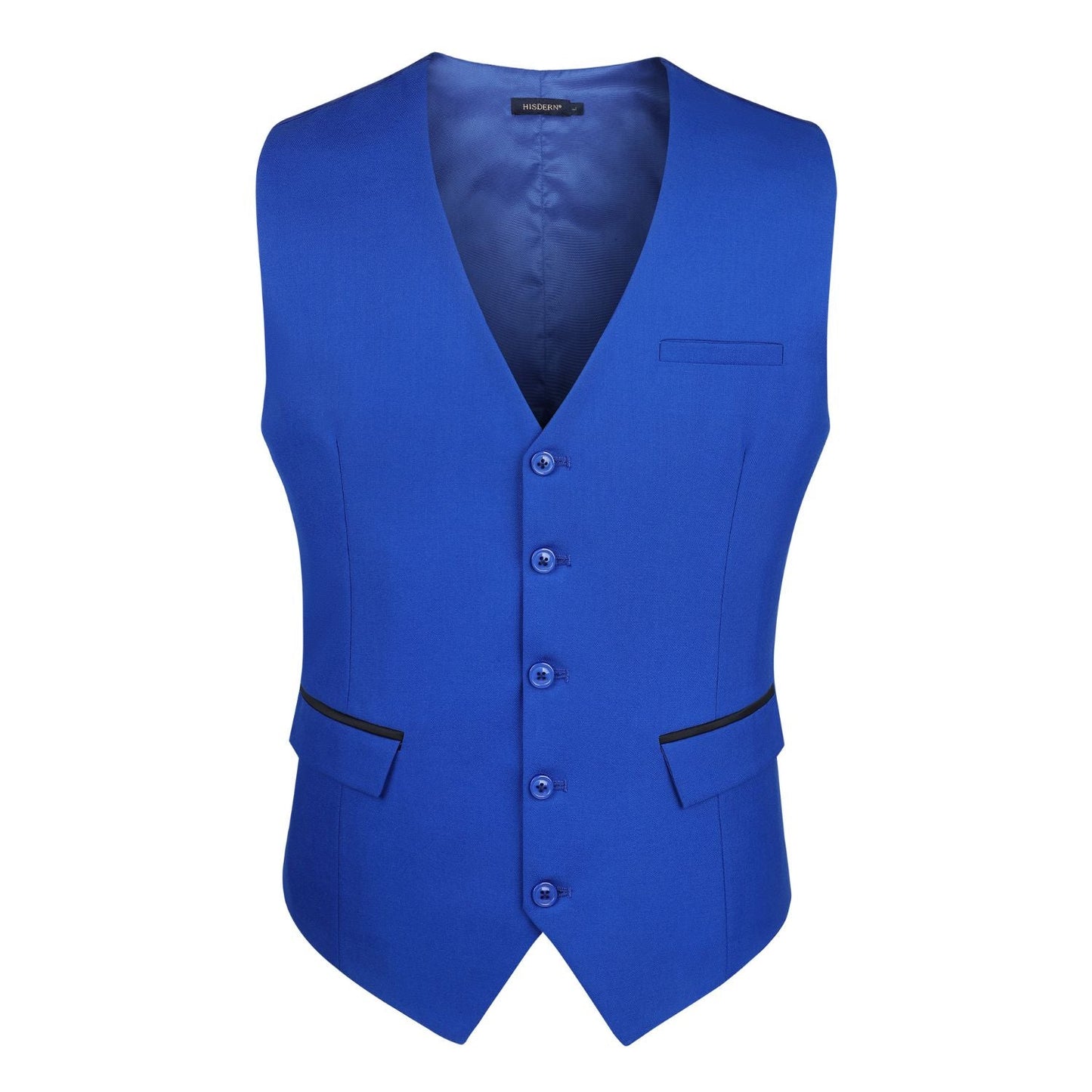 Hisdern Men's Royal Blue Satin Suit Vest Formal Wear