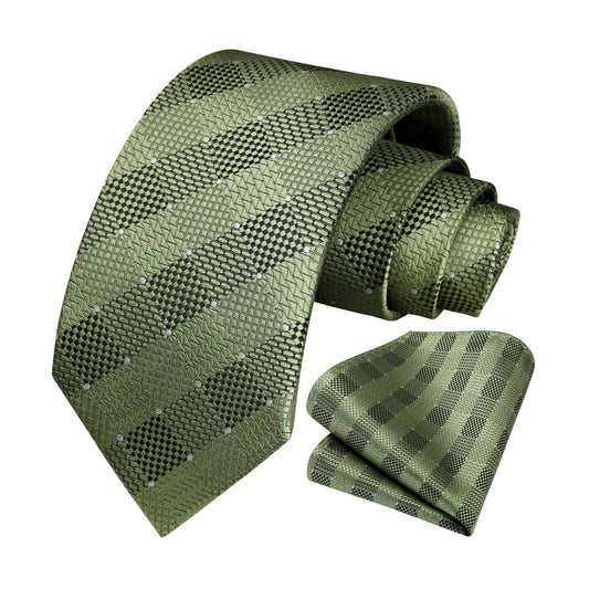 Hisdern Green Plaid Business Tie Set