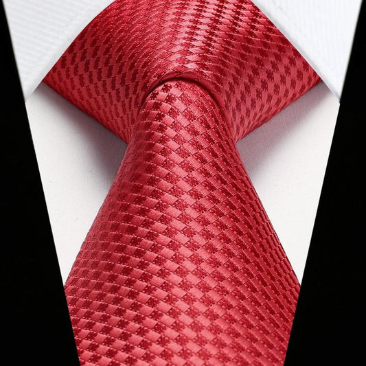 Hisdern Red Plaid Wedding Business Tie Set