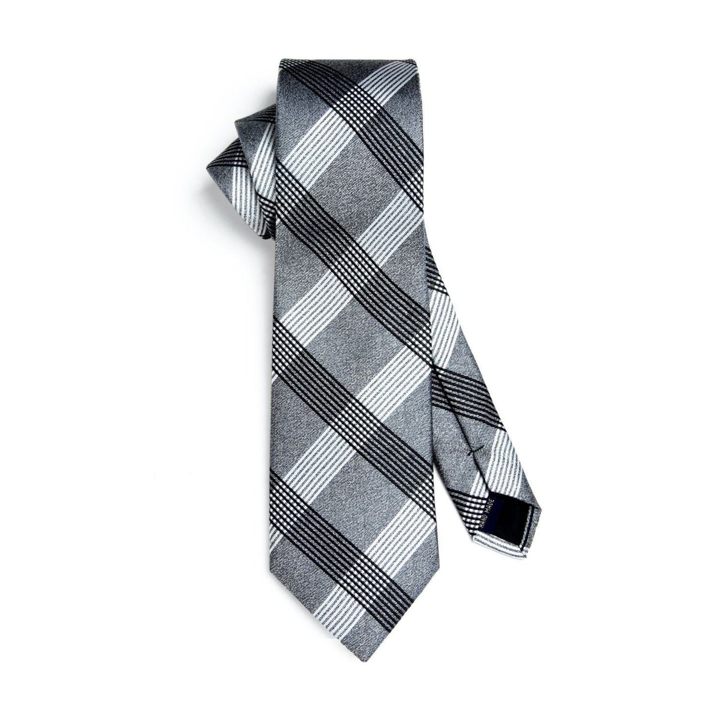 Hisdern Grey Plaid Tie Set For Groomsmen