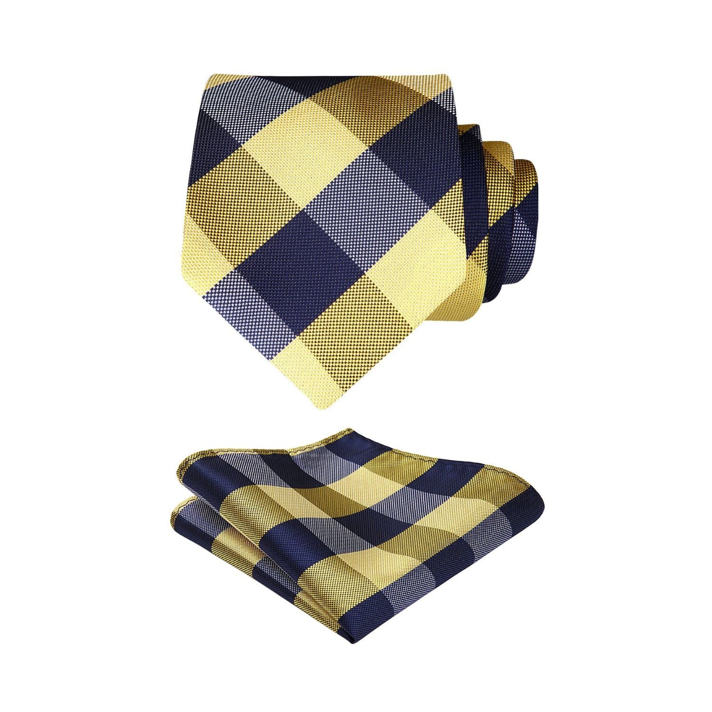 Hisdern Yellow Plaid Business Tie Set