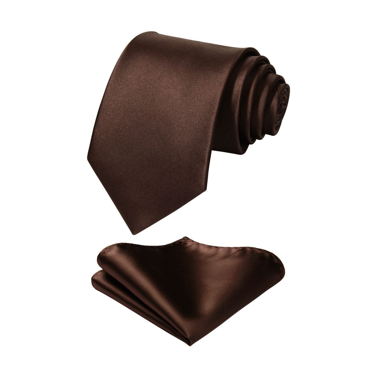 Hisdern Saddle Brown Solid Men’s Tie Set for Formal & Wedding