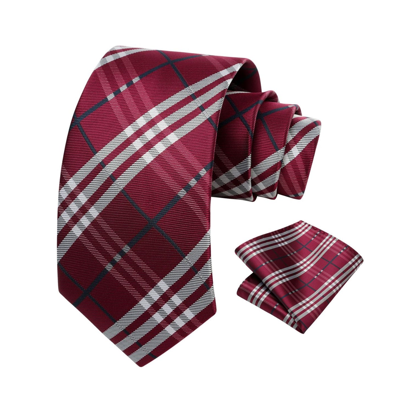 Hisdern Red Plaid Wedding Accessories Set