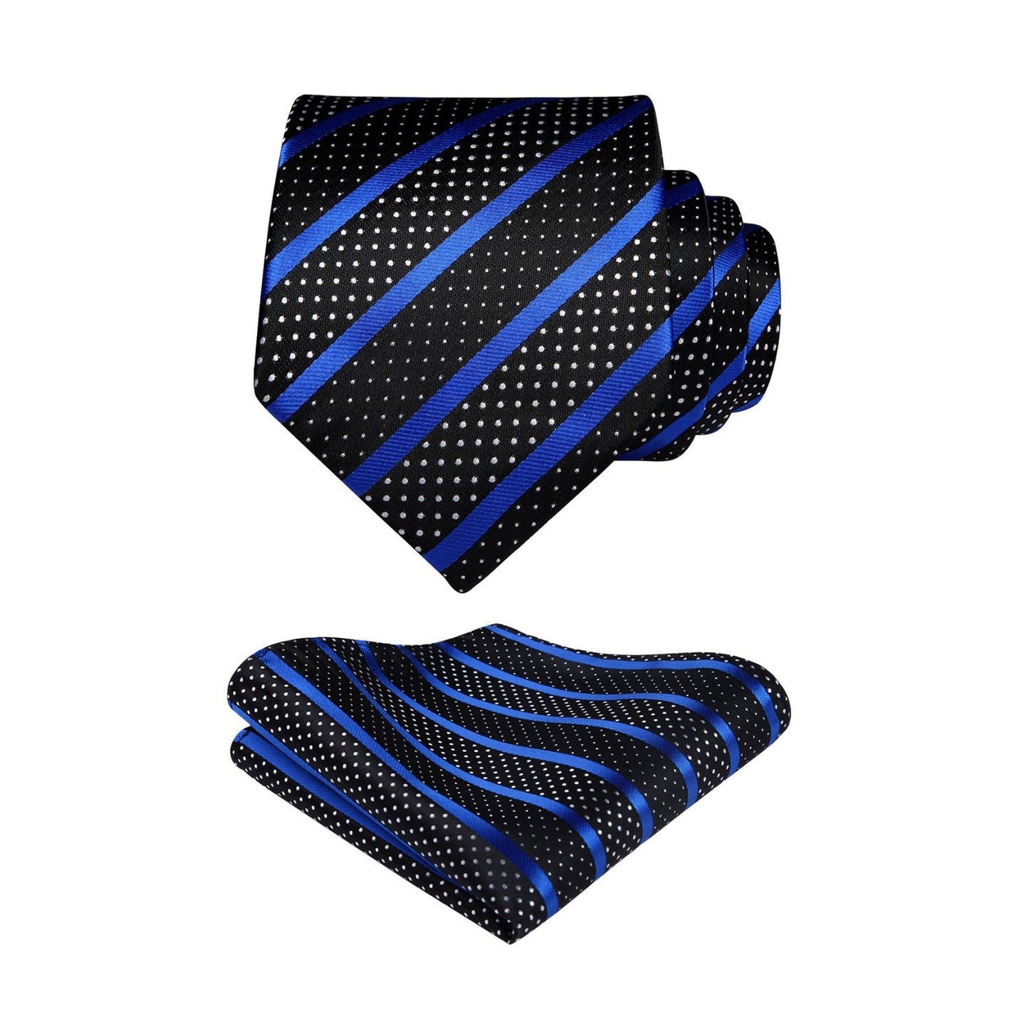 Hisdern Blue Striped Formal Wear Accessories Set