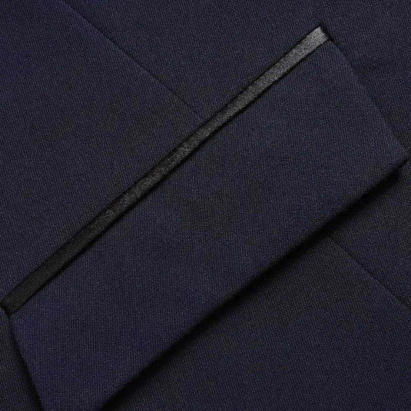 Hisdern Men's Navy Blue Satin Suit Vest Formal Wear