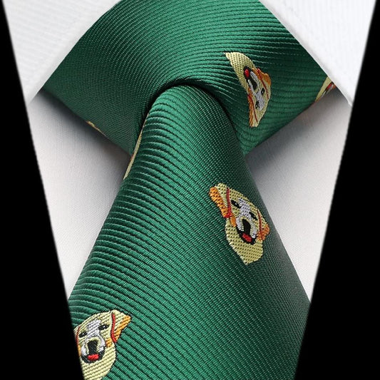 Hisdern Green Golden Retriever Cute Pattern Tie Set