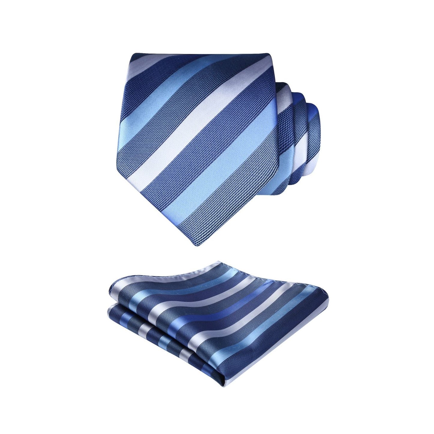Hisdern Steel Blue White Striped Business Tie Set