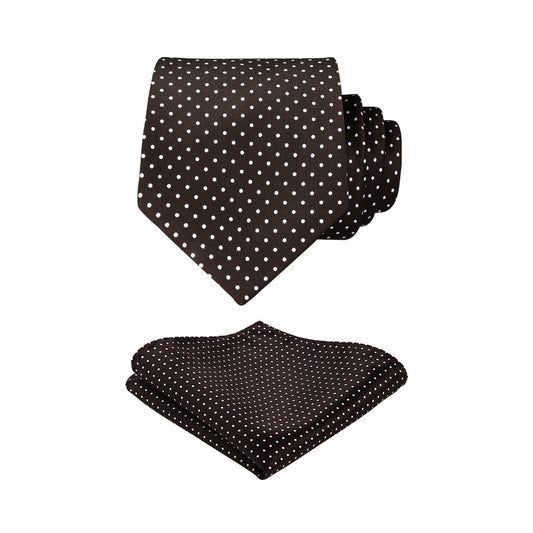 Hisdern Brown Polka Dot Print Tie Set For Formal Events