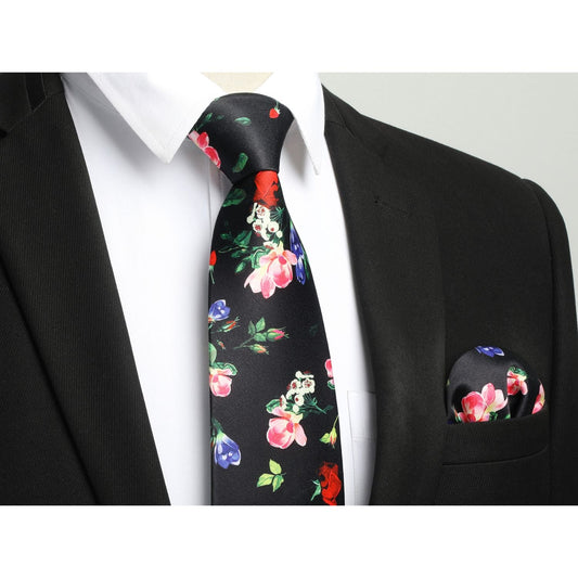 Hisdern Black Floral Wedding Accessories Set