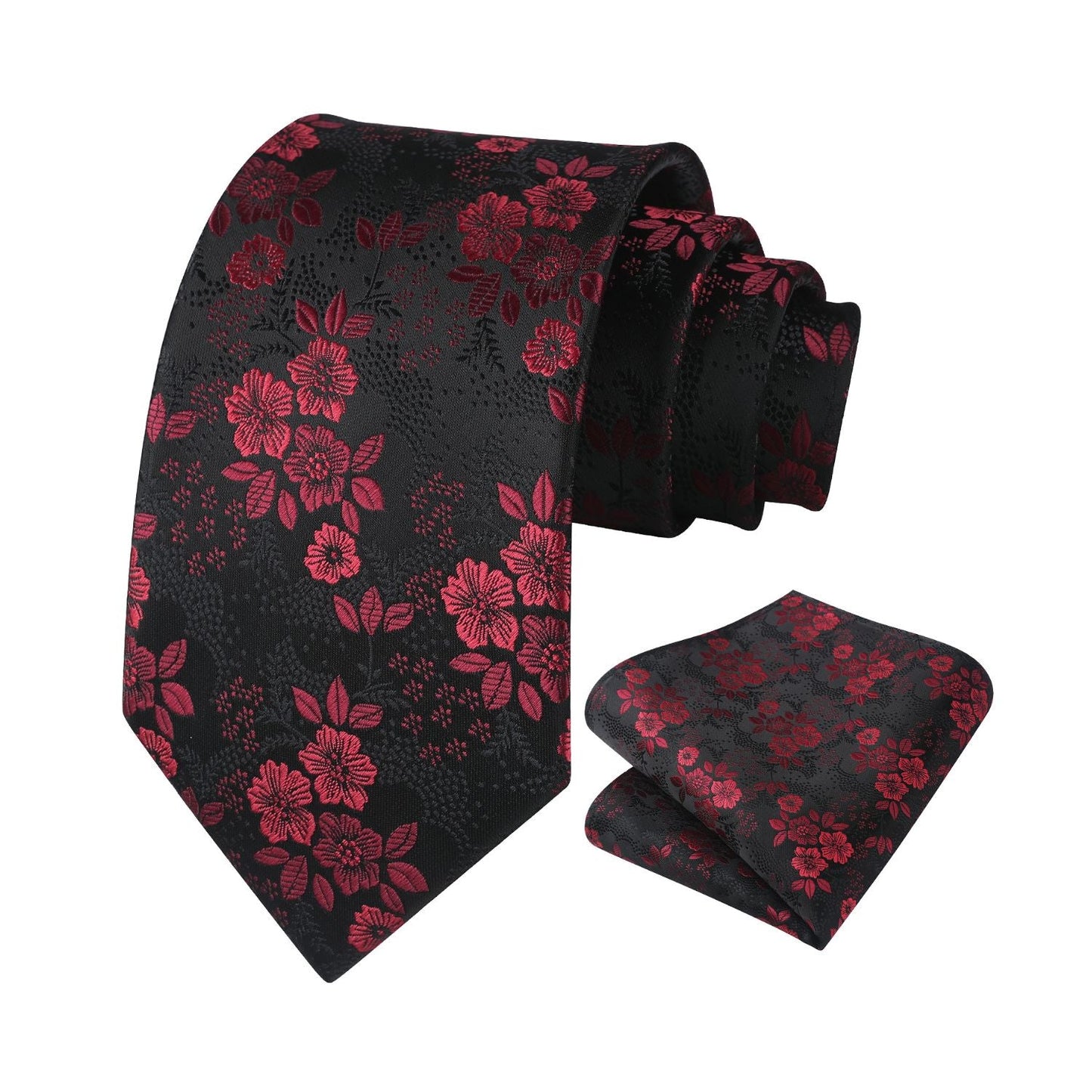 Hisdern Red Black Floral Wedding Accessories Set