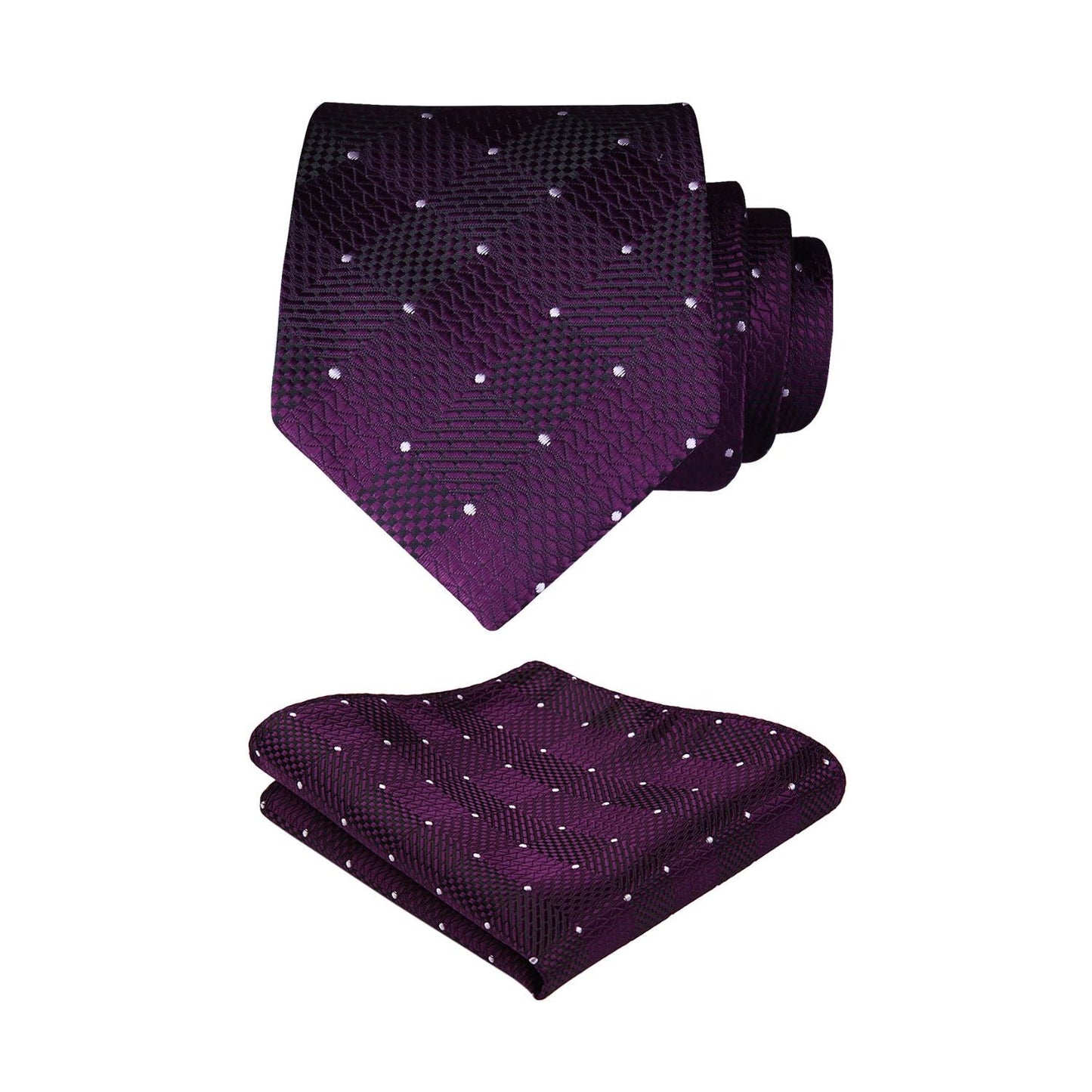 Hisdern Purple Plaid Tie Set For Groomsmen
