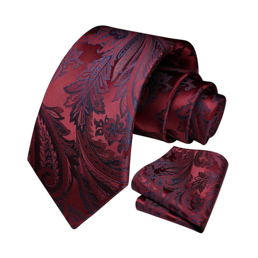 Hisdern Burgundy Floral Wedding Accessories Set