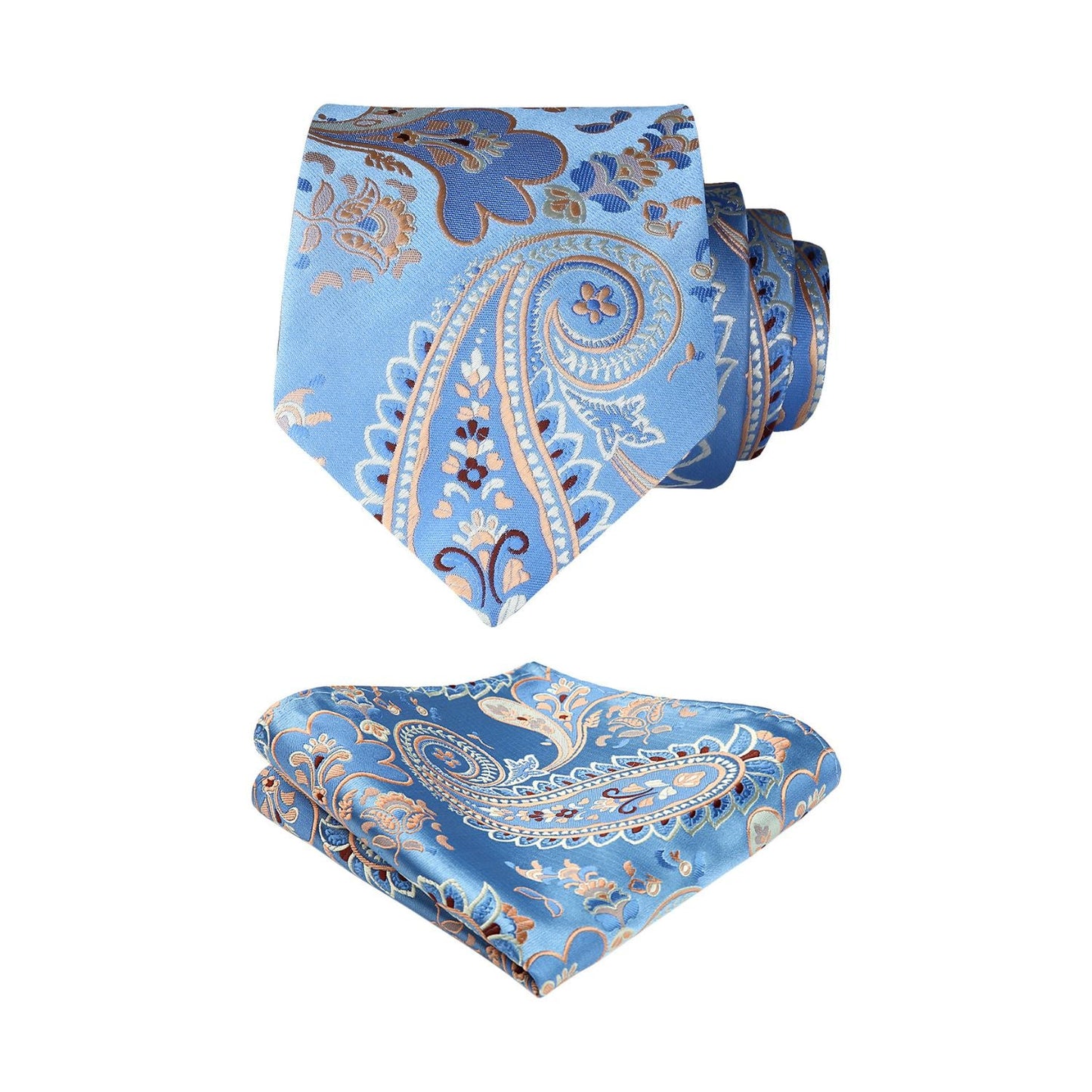 Hisdern Light Blue Purple Paisley Set For Groomsmen