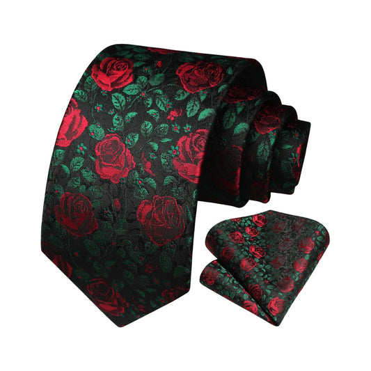 Hisdern Red Rose Floral Wedding Accessories Set