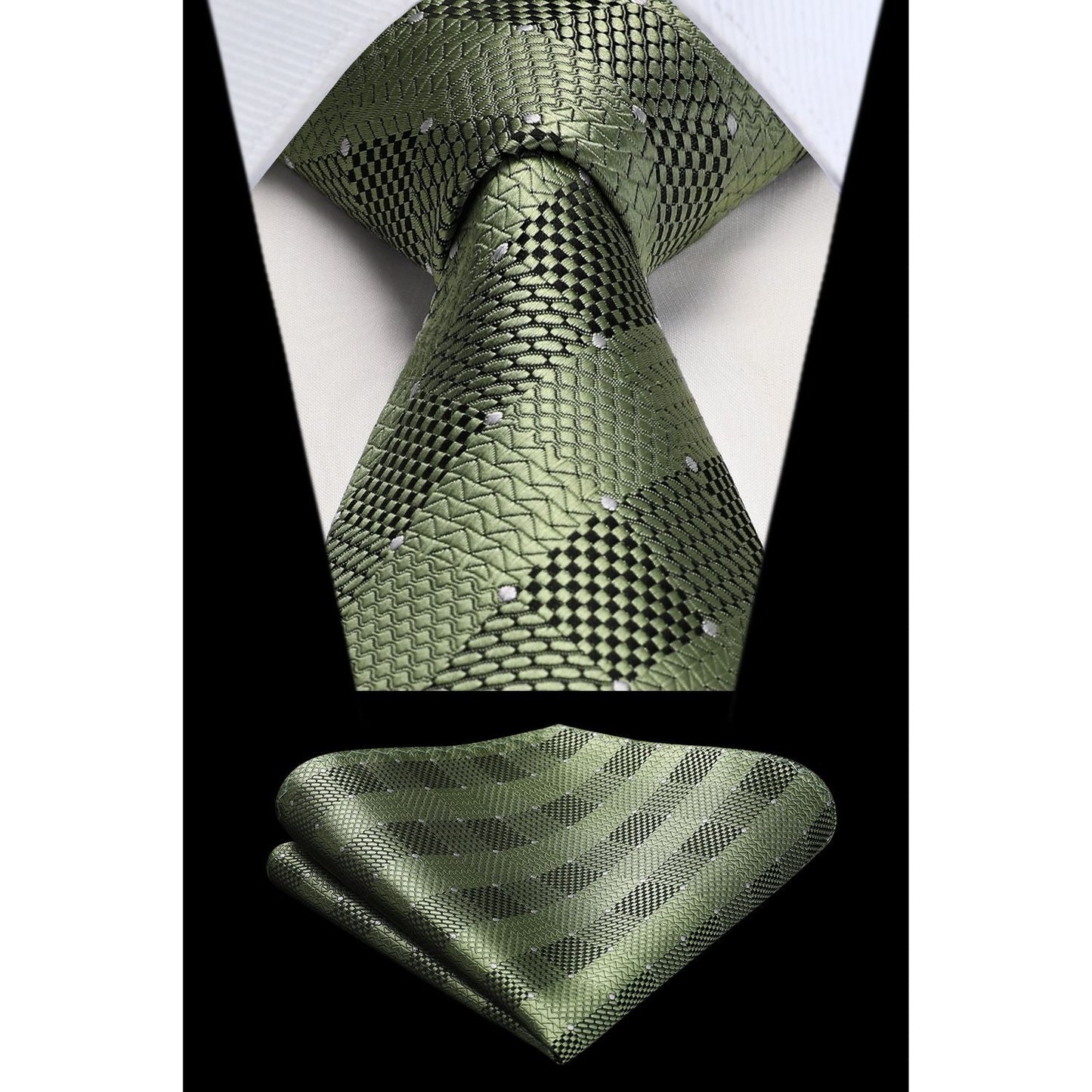 Hisdern Green Plaid Business Tie Set