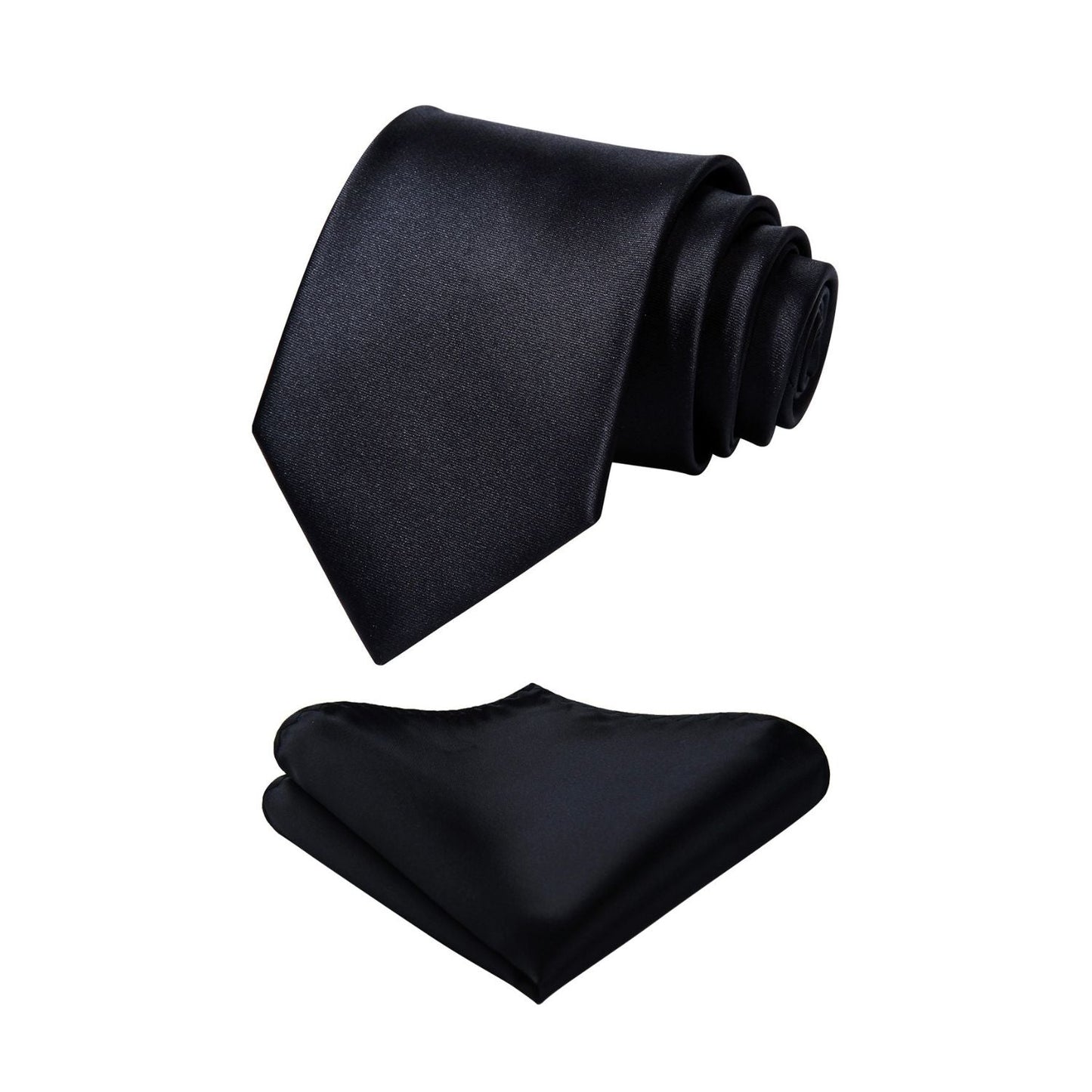 Hisdern Black Solid Business Tie Set