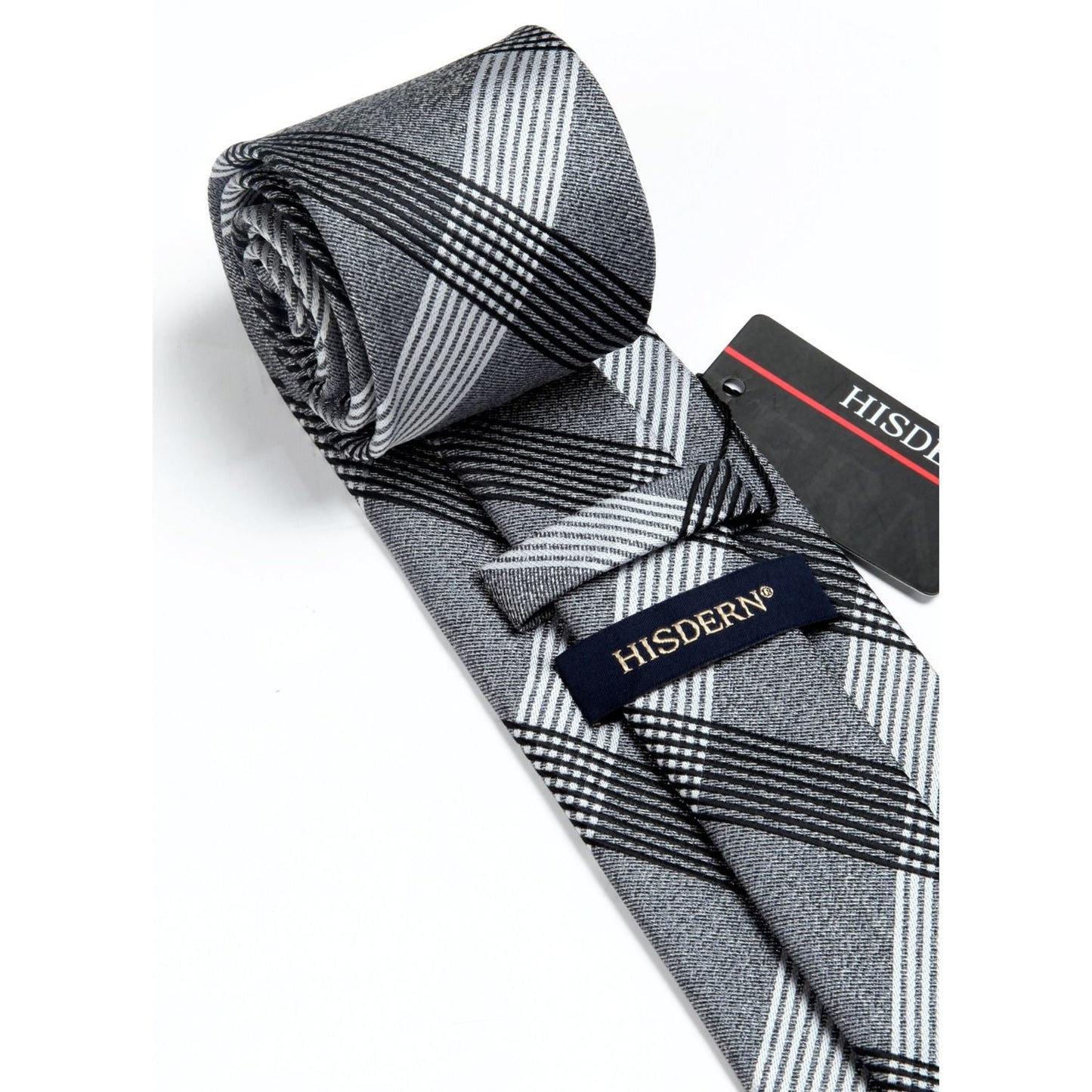 Hisdern Grey Plaid Tie Set For Groomsmen