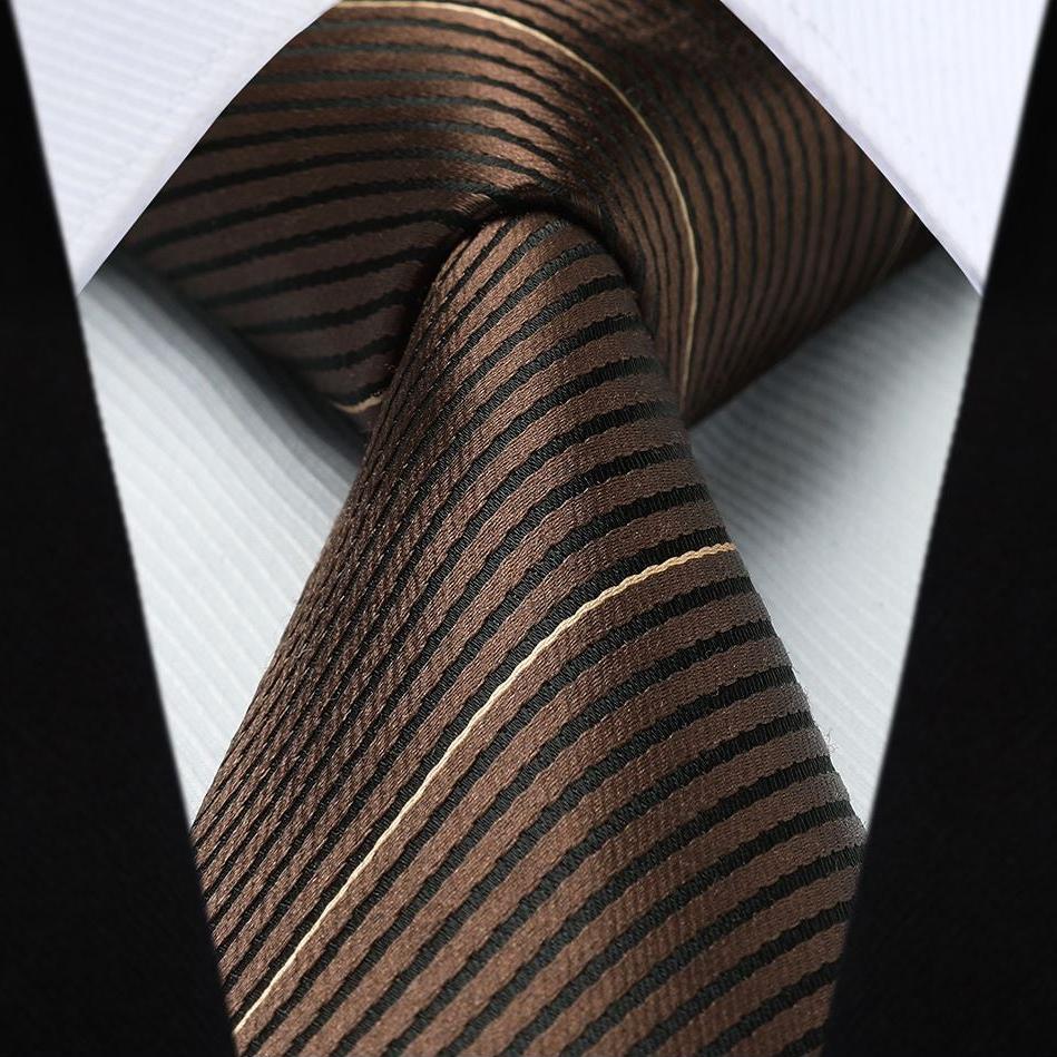 Hisdern Brown Striped Business Tie Set