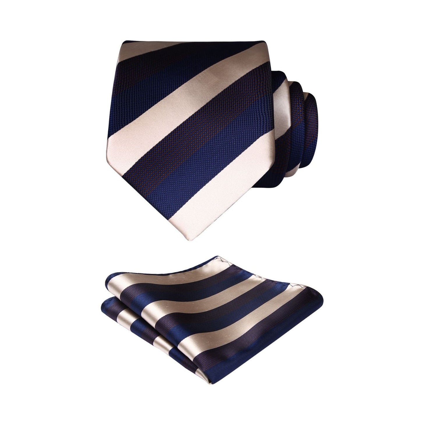 Hisdern Navy Wheat Striped Business Tie Set