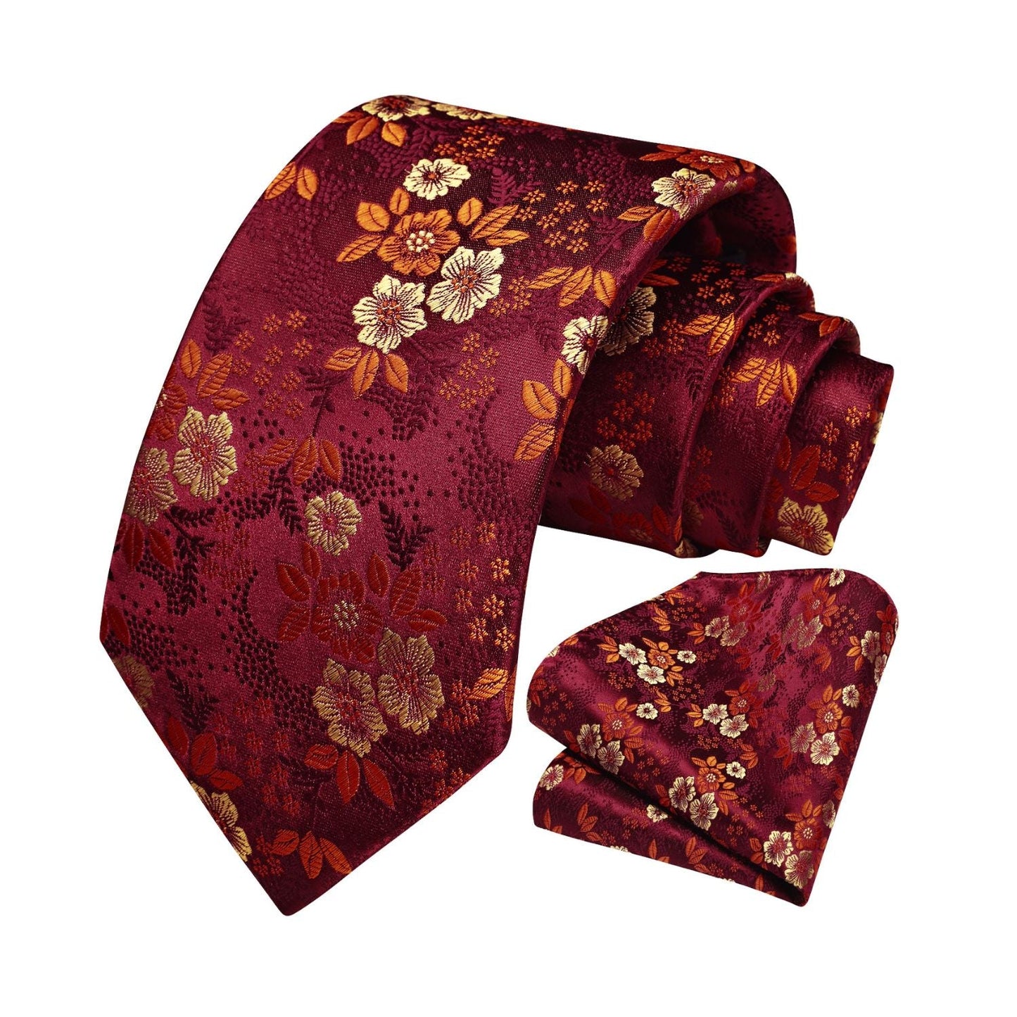 Hisdern Burgundy Floral Wedding Accessories Set